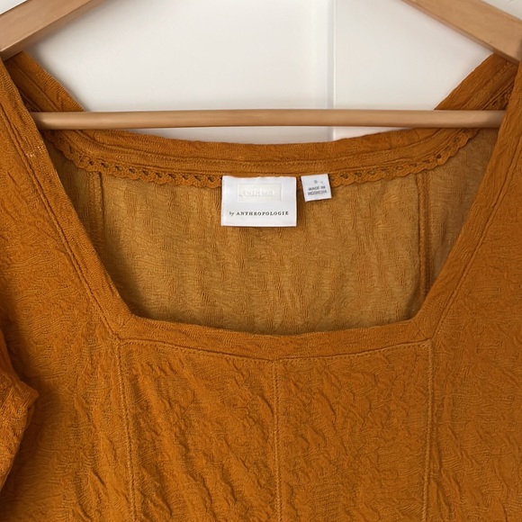 Anthropologie • mustard textured swing top • size S - Picture 3 of 8